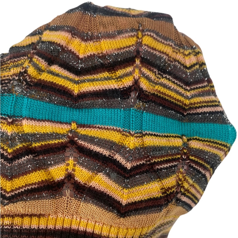 Missoni Women's Multicolored Zigzag Knit Wool -Blend Beanie One Size - Picture 3 of 6